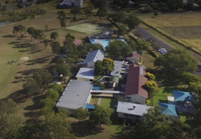 Aerial view of school grounds